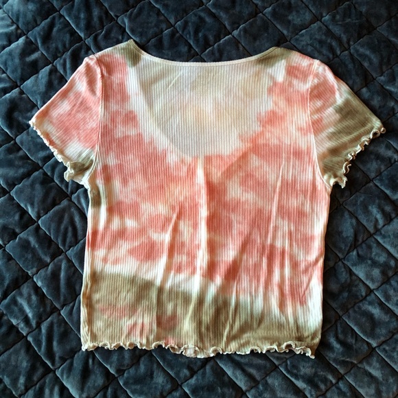 AEO Cropped Button Up Tie Dye Top - Picture 4 of 5